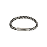 Cudworth Stainless Steel Curb Link Chain & Black Cord Bracelet